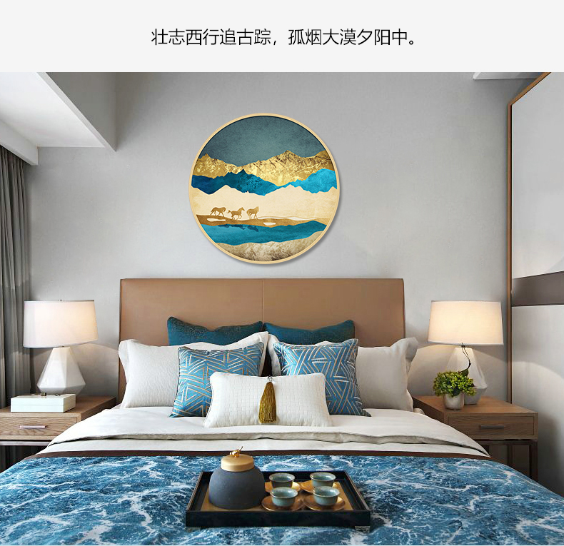 現代簡約客廳辦公室裝飾畫 書房玄關晶瓷畫 純手繪油畫 絲綢之路系列二