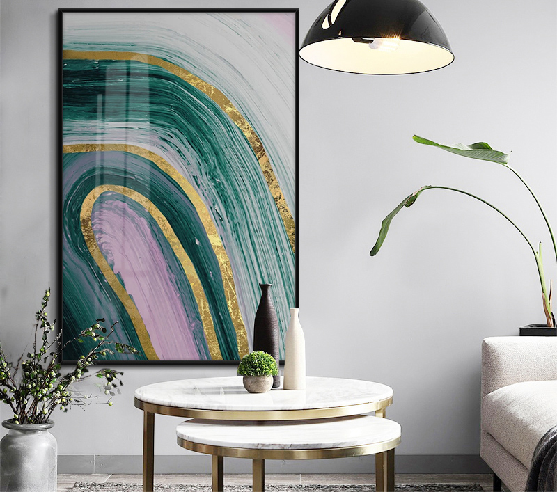 現(xiàn)代簡(jiǎn)約掛畫玄關(guān)裝飾畫 抽象線條畫 輕奢客廳沙發(fā)壁畫 金屬框兩聯(lián)畫 