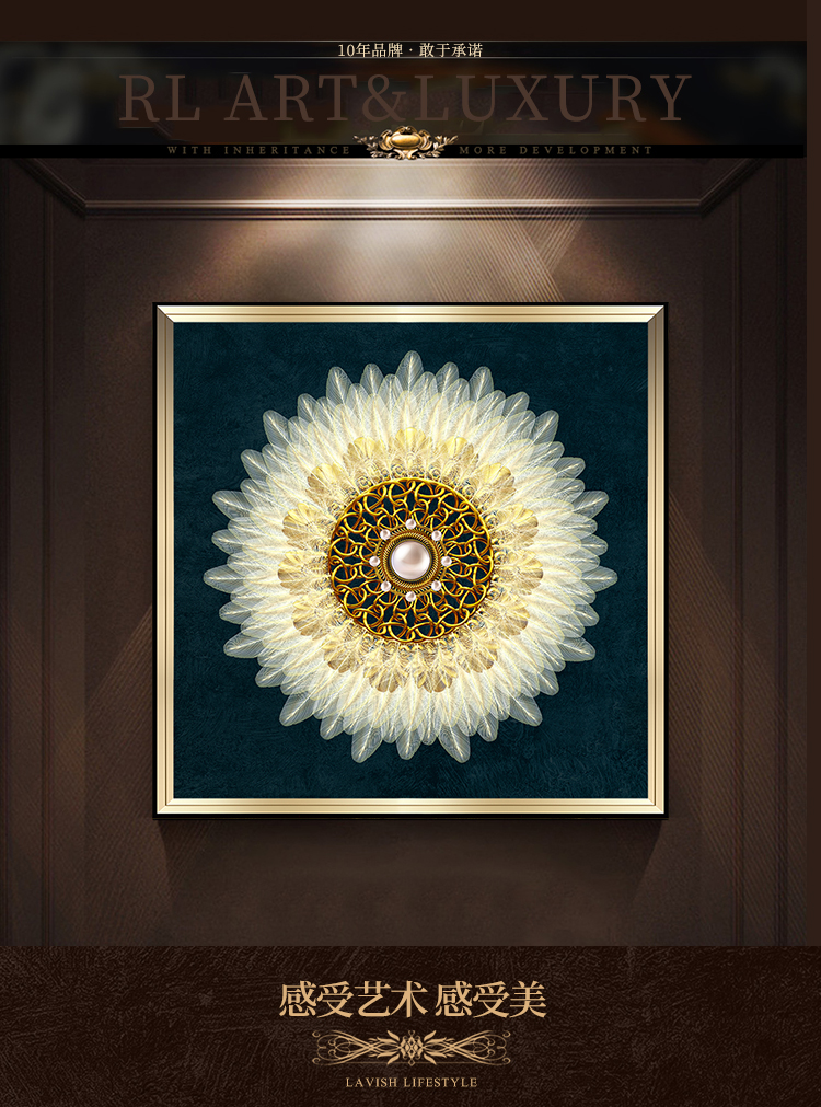 美式裝飾畫 晶瓷畫 輕奢沙發(fā)背景墻組合掛畫 入戶玄關(guān)歐式臥室床頭畫