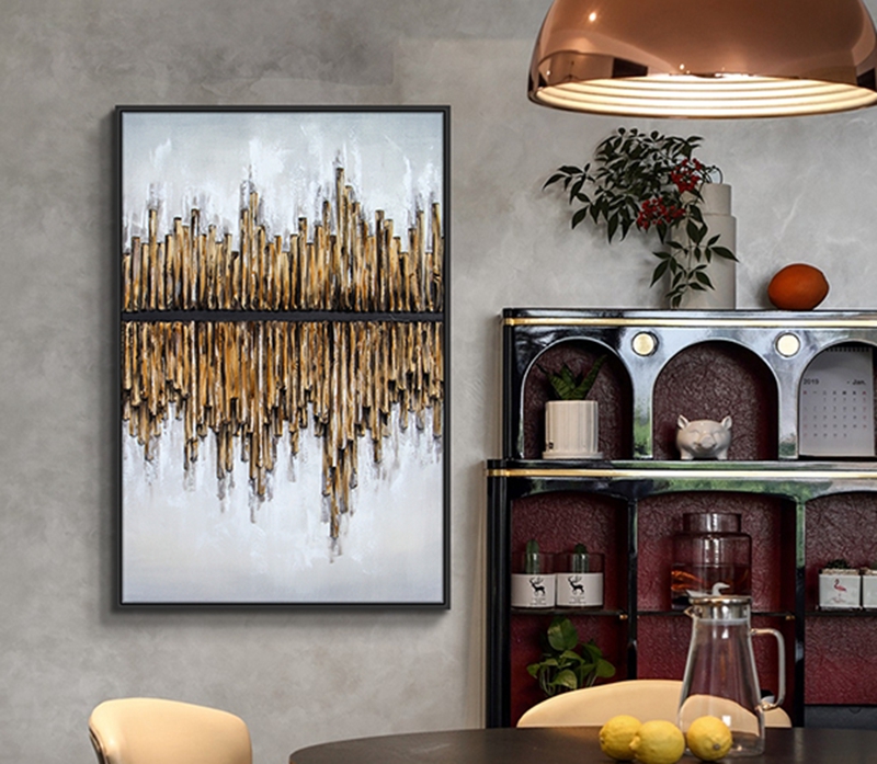 抽象客廳裝飾畫 臥室原創(chuàng)手繪實(shí)物畫 走廊過(guò)道環(huán)保PS框掛畫 倒影2